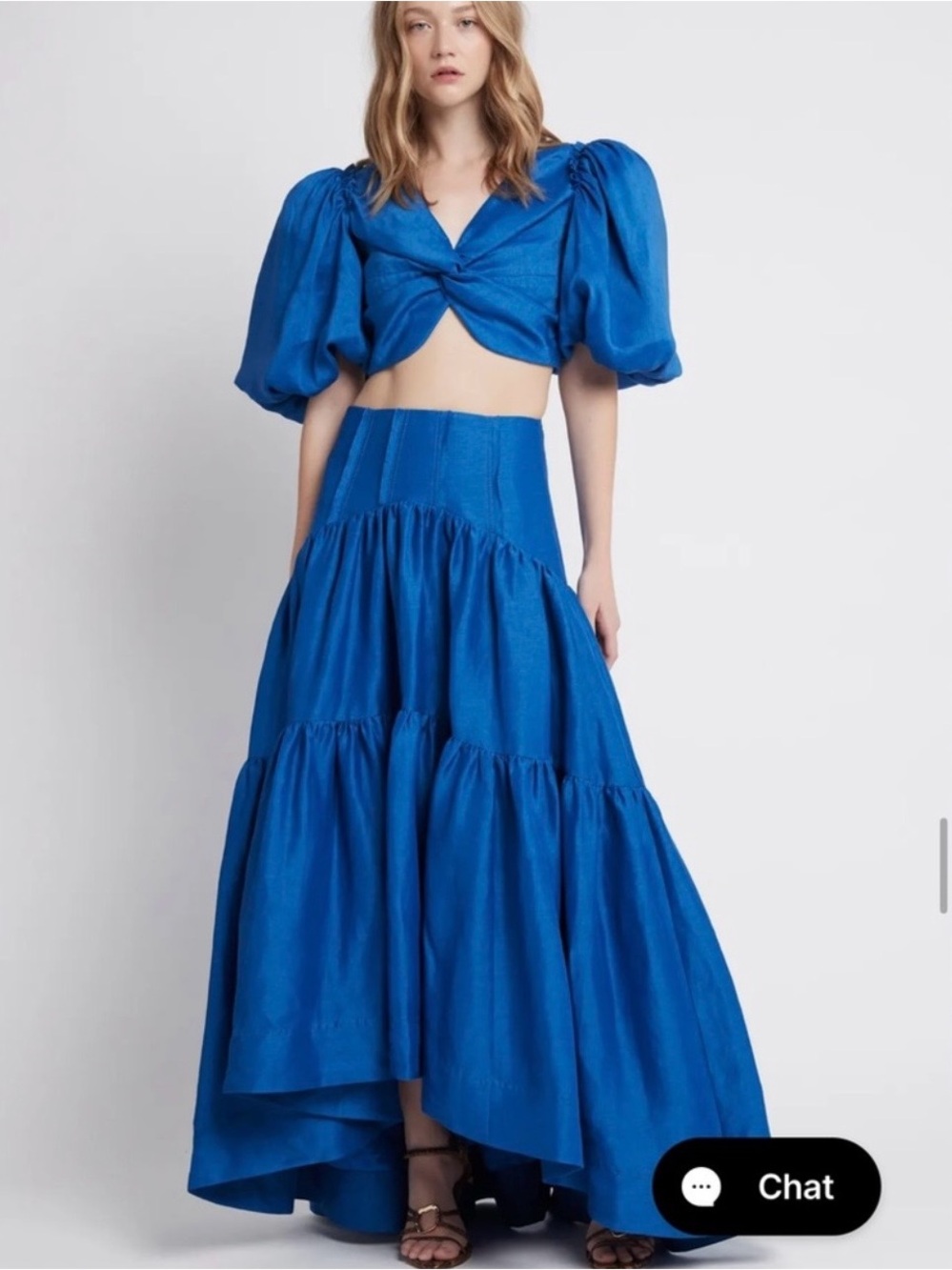 Bold Blue High-Low Tiered Maxi Skirt